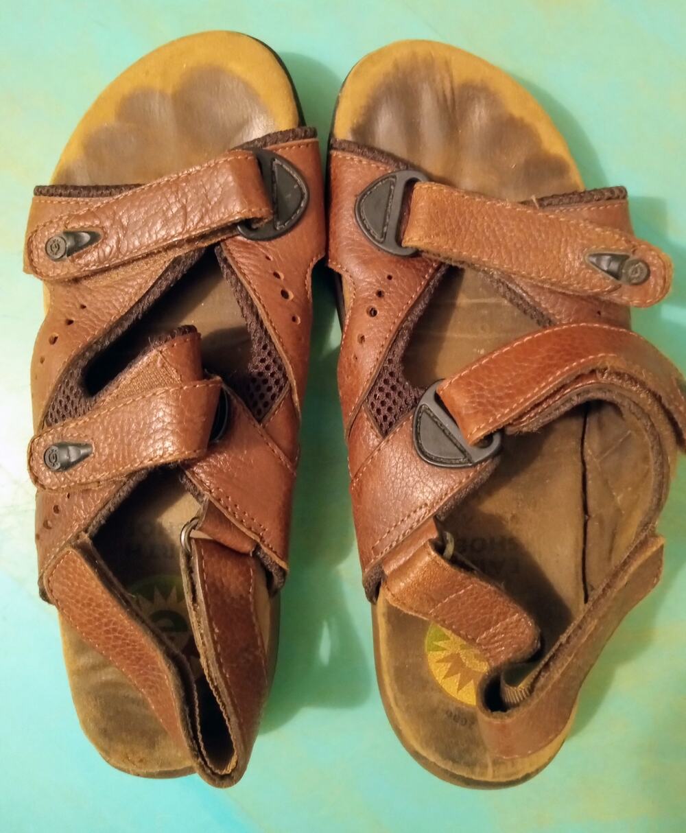 Earth Shoes Tracker II Gelron 2000 Brown Leather Comfort Women's Sandals SZ 8.5